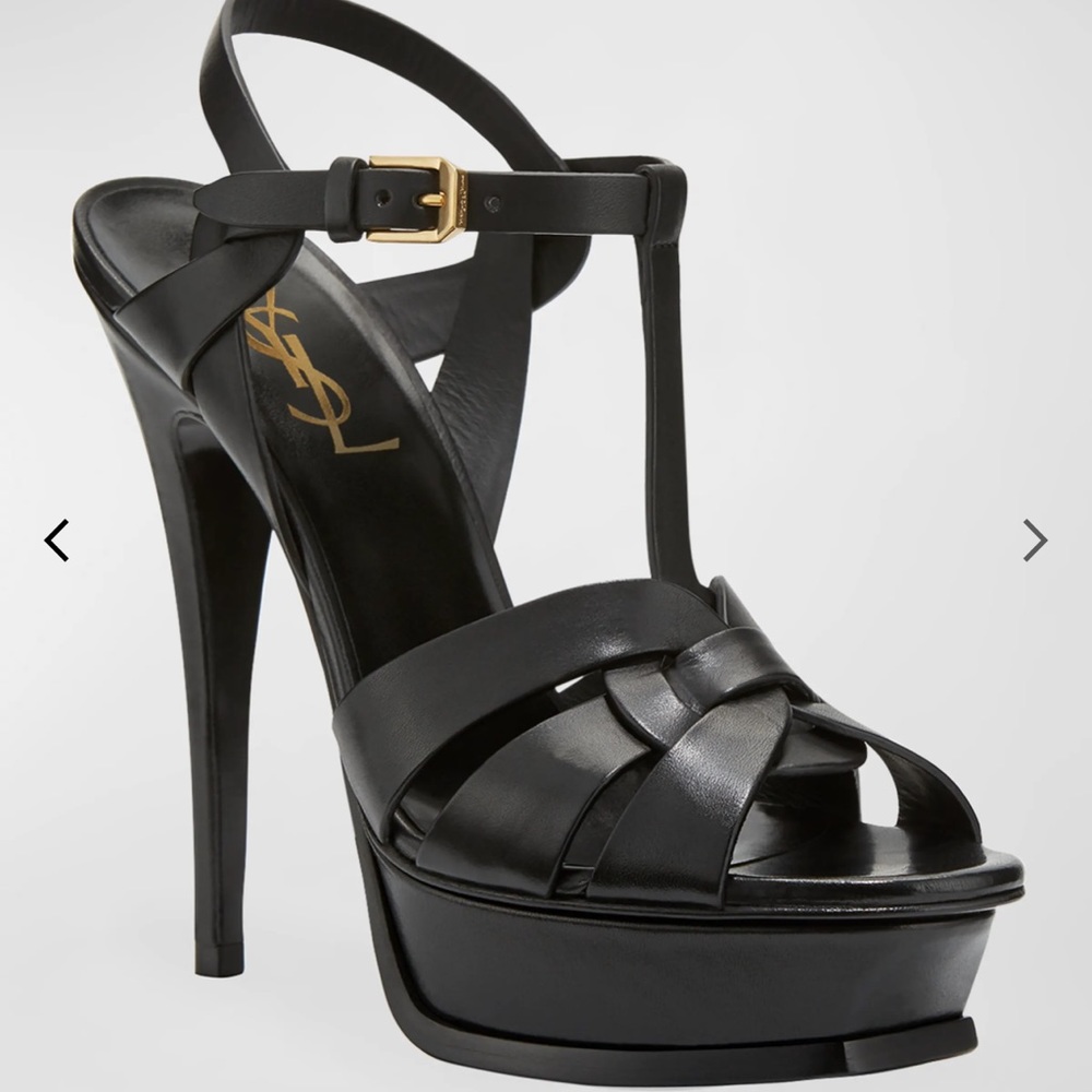 Saint Laurent
Tribute Leather 105mm Platform Sandals